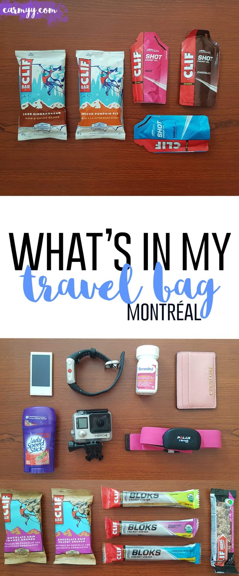 What's in my Travel Bag (Montréal) Carmy Run Eat Travel